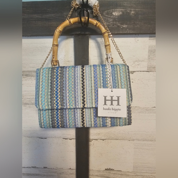 Haute hippie NEW purse wood and woven bamboo handle snap closure seen on tiktok - Picture 10 of 10